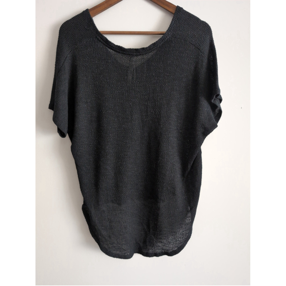 The Group Babaton Black Rayon Open Knit Dolman Sleeve Top Womens S Beach Sheer - Picture 2 of 8